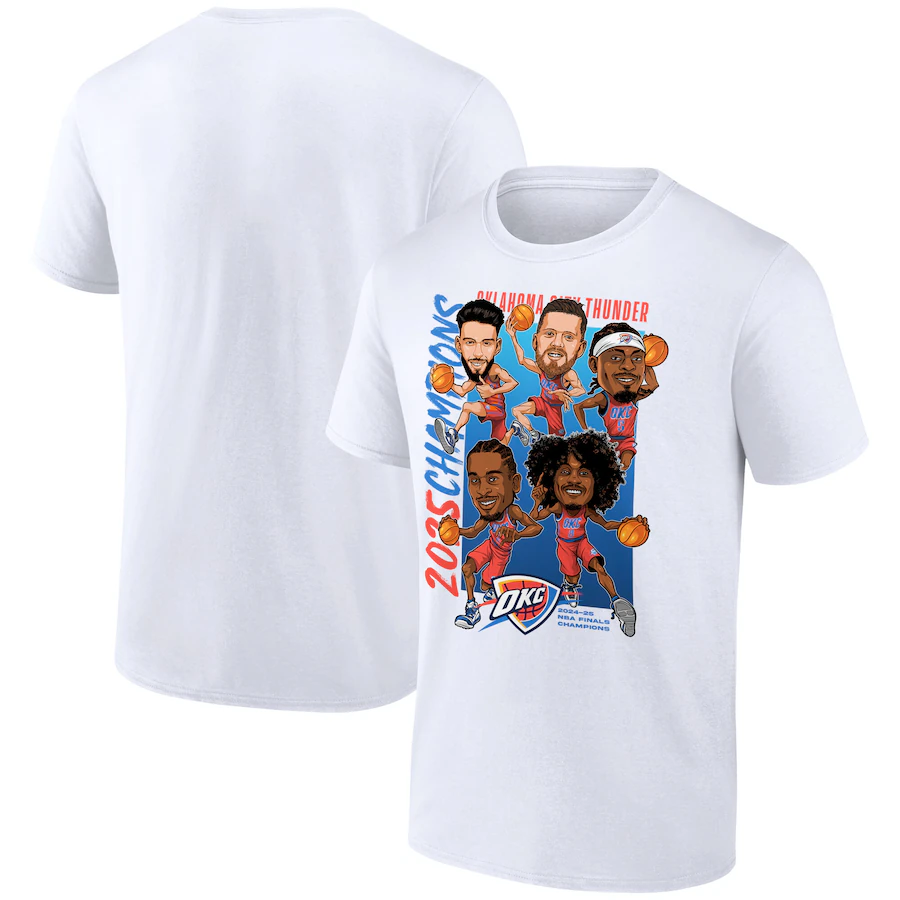 Men 2025 NBA Oklahoma City Thunder white T shirt->oklahoma city thunder->NBA Jersey